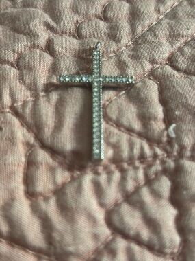 Rhinestone Cross Pendant - Silver